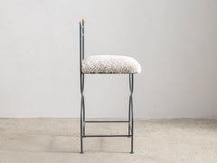 Soleil Stool with Back - Charcoal with Sheepskin