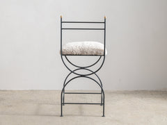 Soleil Stool with Back - Charcoal with Sheepskin