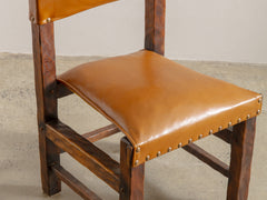 1970s Brutalist Timber & Leather Dining Chairs