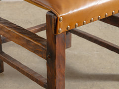 1970s Brutalist Timber & Leather Dining Chairs