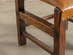1970s Brutalist Timber & Leather Dining Chairs