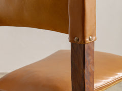 1970s Brutalist Timber & Leather Dining Chairs