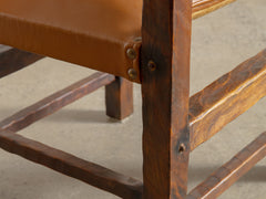1970s Brutalist Timber & Leather Dining Chairs