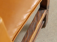 1970s Brutalist Timber & Leather Dining Chairs