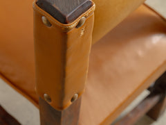 1970s Brutalist Timber & Leather Dining Chairs