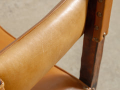 1970s Brutalist Timber & Leather Dining Chairs