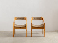 Mid-Century Pine & Straw Chair by Fratelli Montina