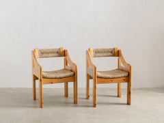 Mid-Century Pine & Straw Chair by Fratelli Montina