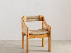 Mid-Century Pine & Straw Chair by Fratelli Montina