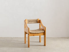 Mid-Century Pine & Straw Chair by Fratelli Montina
