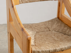 Mid-Century Pine & Straw Chair by Fratelli Montina