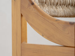 Mid-Century Pine & Straw Chair by Fratelli Montina