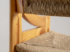 Mid-Century Pine & Straw Chair by Fratelli Montina