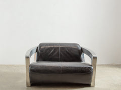 1960s Leather and Chrome Sofa