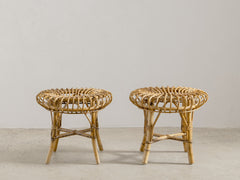 1960s Bamboo and Rattan Stool by Franco Albini