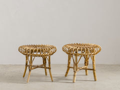 1960s Bamboo and Rattan Stool by Franco Albini