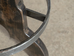1950s Wooden Stool with Sheepskin Seat