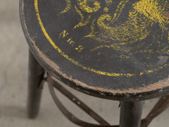 1960s Wooden Stool with Seahorse Motif