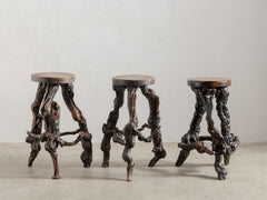 1970s Organic Brutalist Timber Stool 03