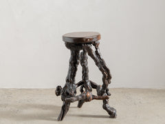 1970s Organic Brutalist Timber Stool 01