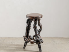 1970s Organic Brutalist Timber Stool 01