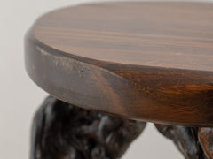 1970s Organic Brutalist Timber Stool 01
