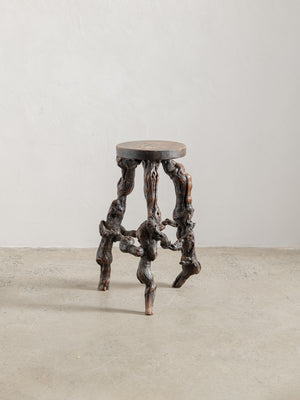 1970s Organic Brutalist Timber Stool 02
