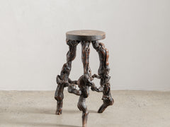 1970s Organic Brutalist Timber Stool 02