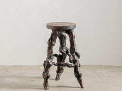 1970s Organic Brutalist Timber Stool 02