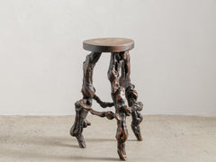 1970s Organic Brutalist Timber Stool 02