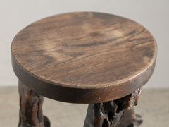 1970s Organic Brutalist Timber Stool 02