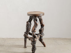 1970s Organic Brutalist Timber Stool 03