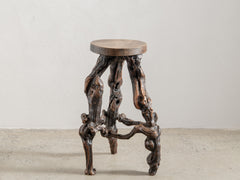 1970s Organic Brutalist Timber Stool 03