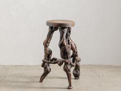 1970s Organic Brutalist Timber Stool 03