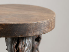 1970s Organic Brutalist Timber Stool 03