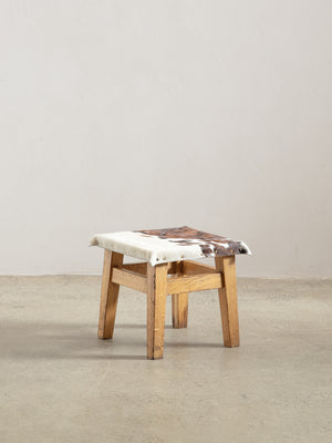 1950s Timber and Cow Hide Stool 01