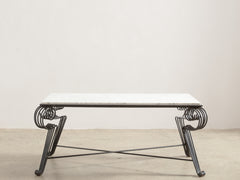 1950s Marble Top Iron Coffee Table