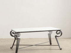 1950s Marble Top Iron Coffee Table