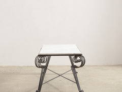 1950s Marble Top Iron Coffee Table