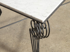 1950s Marble Top Iron Coffee Table