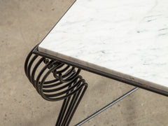 1950s Marble Top Iron Coffee Table