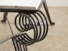 1950s Marble Top Iron Coffee Table