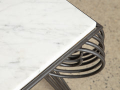 1950s Marble Top Iron Coffee Table