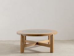 1960s Round Timber and Metal Coffee Table