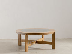 1960s Round Timber and Metal Coffee Table