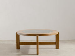 1960s Round Timber and Metal Coffee Table