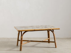 1960s Ceramic Tiled Cane Coffee Table by Audoux Minet & Chassin