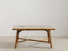 1960s Ceramic Tiled Cane Coffee Table by Audoux Minet & Chassin