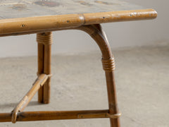 1960s Ceramic Tiled Cane Coffee Table by Audoux Minet & Chassin