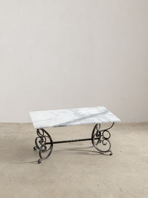 1960s Iron Coffee Table 02 with Grey Carrara Marble
